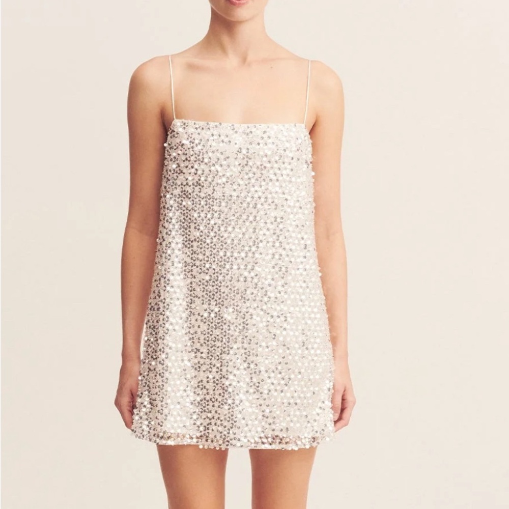 Shona Joy Gold and Silver Sequin Sheath Mini Dress